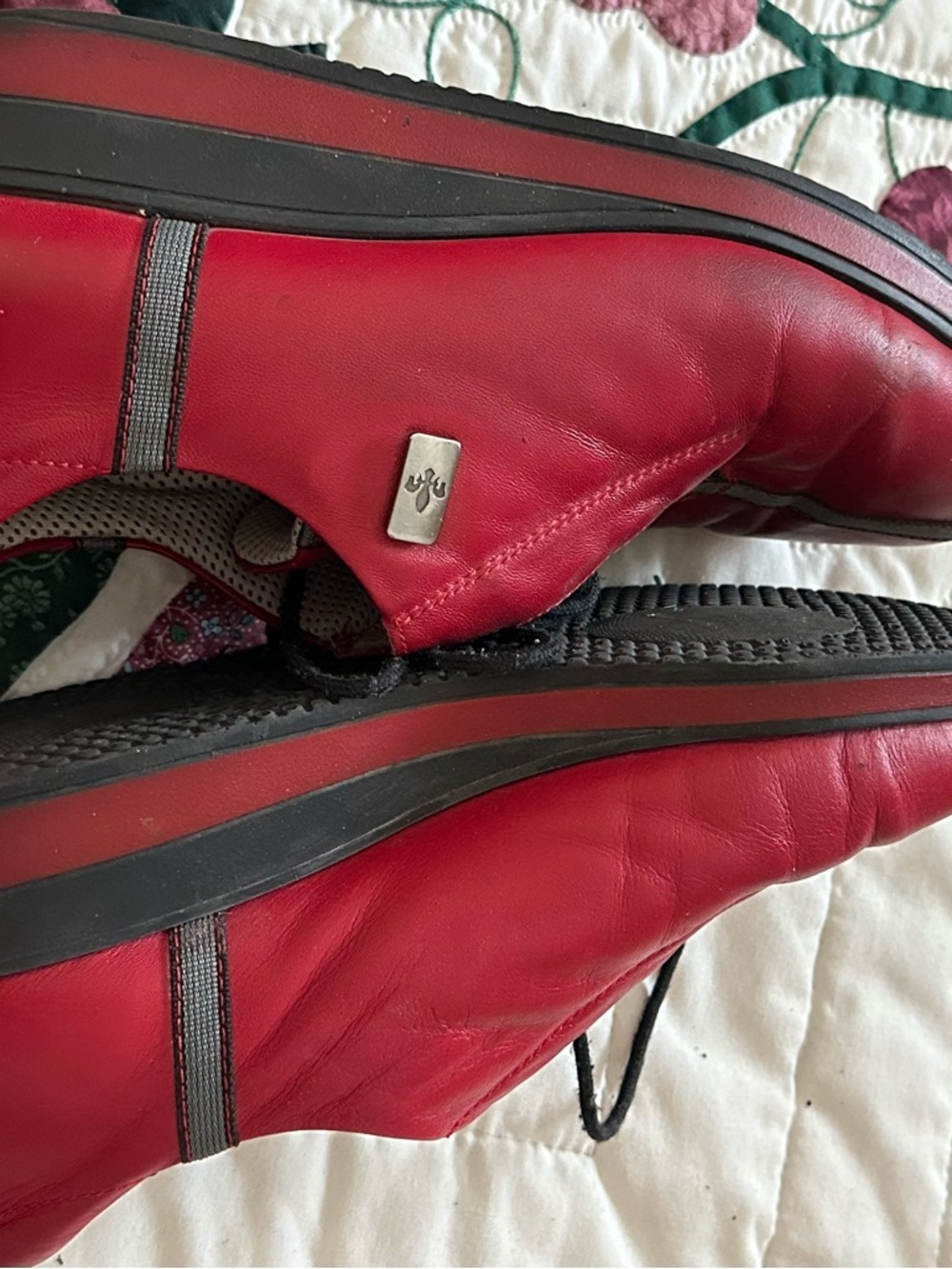 Rieker Red Leather Casual with Black Trim